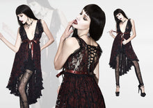 Load image into Gallery viewer, ETT014S02 ladies red sleeveless Lolita rose see through lace belted sexy lingerie