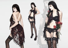 Load image into Gallery viewer, ETT018S asymmetric women rose mesh halter sexy lingerie with tassels