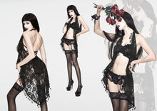 Load image into Gallery viewer, ETT019S see through mature ladies rose mesh halter black backless sexy lingerie