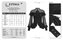 Load image into Gallery viewer, ETT025 mesh horizontal neck sheer lace lantern sleeve gothic women top with red diamond