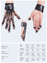Load image into Gallery viewer, GE001 Devil fashion Ghost claw metal skull leather women glove with chains
