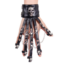 Load image into Gallery viewer, GE001 Devil fashion Ghost claw metal skull leather women glove with chains