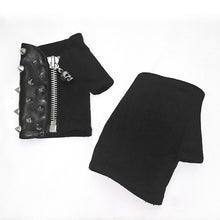 Load image into Gallery viewer, GE010 spiked men punk rock zipper up half-finger leather gloves