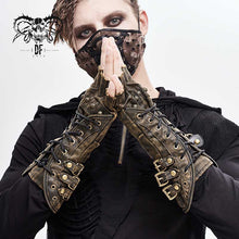 Load image into Gallery viewer, GE011 Unisex style brown Steampunk medium length fitted gloves with loops