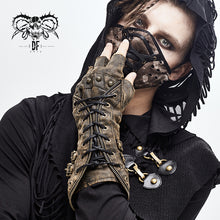 Load image into Gallery viewer, GE011 Unisex style brown Steampunk medium length fitted gloves with loops