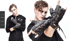 Load image into Gallery viewer, GE012 Distressed brown Steampunk metallic fitted medium length bandage gloves