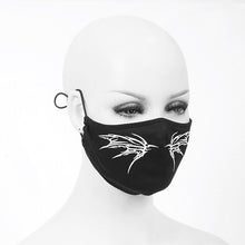 Load image into Gallery viewer, MK02302 black and white punk 3D wing printed mask for women and men