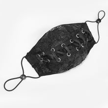Load image into Gallery viewer, MK024 Torn mouth pattern ribbons lace up punk black cloth mask