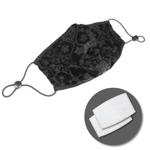 Load image into Gallery viewer, MK028 Gothic floral patterned unisex velvet embossed black masks