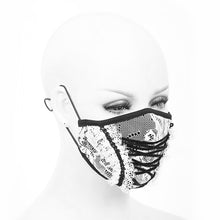 Load image into Gallery viewer, MK036 gothic girls white stretchy knitted lace up mesh masks