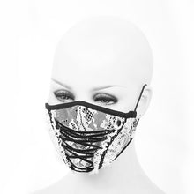 Load image into Gallery viewer, MK036 gothic girls white stretchy knitted lace up mesh masks