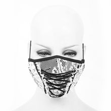 Load image into Gallery viewer, MK036 gothic girls white stretchy knitted lace up mesh masks