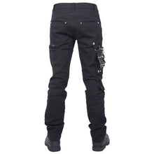 Load image into Gallery viewer, PT001 devil fashion punk rock zipper black men trousers with chains