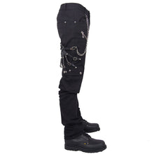 Load image into Gallery viewer, PT001 devil fashion punk rock zipper black men trousers with chains