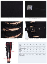 Load image into Gallery viewer, PT009 Devil fashion black broken holes punk women ripped jeans with loops
