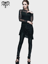 Load image into Gallery viewer, PT019 daily sexy women autumn black leather leggings with rose lace skirts