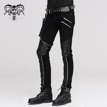 Load image into Gallery viewer, PT02101 daily life punk men fitted black trousers with leg bag