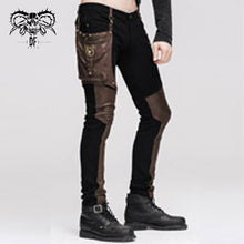 Load image into Gallery viewer, PT02102 Party wear steampunk men fitted brown straight leg pants with bag