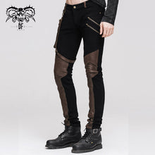 Load image into Gallery viewer, PT02102 Party wear steampunk men fitted brown straight leg pants with bag