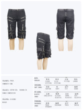 Load image into Gallery viewer, PT029 punk rock adjustable zippered summer men shorts with loops