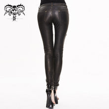 Load image into Gallery viewer, PT03302 steampunk band bronze hand rubbed winter women leather pants with zipper