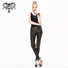 Load image into Gallery viewer, PT03402 Autumn fake boots high waist black and bronze sexy ladies leather pants