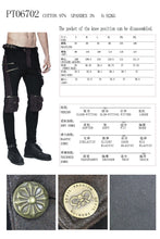 Load image into Gallery viewer, PT06702 biker Black and coffee steampunk metallic multi-bag men trousers