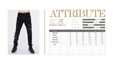 Load image into Gallery viewer, PT092 Asymmetric loops ragged black men punk rock broken holes bandage trousers