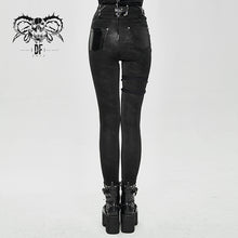 Load image into Gallery viewer, PT105 punk asymmetric knitted stretch women pants with leather loops