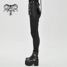 Load image into Gallery viewer, PT105 punk asymmetric knitted stretch women pants with leather loops
