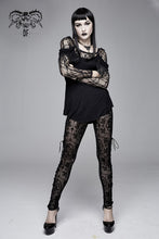 Load image into Gallery viewer, PT10701 Gothic black queen flocking printing sexy women elastic waistband mesh leggings