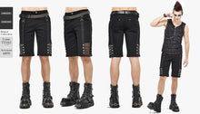Load image into Gallery viewer, PT140 Punk rough rope mesh spliced men fifth trousers