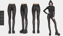 Load image into Gallery viewer, PT141 Cyberpunk circuit diagram flocking stretch mesh leggings