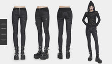 Load image into Gallery viewer, PT142 Cyberpunk circuit printed leather loops women pants