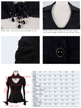 Load image into Gallery viewer, SHT004 Women small collar pleated sleeves everyday wear black elastic blouse with bead pins