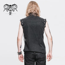 Load image into Gallery viewer, SHT007 club punk rock unedged sleeveless black men faded shirts with pocket