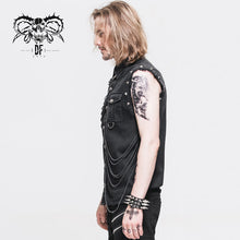 Load image into Gallery viewer, SHT007 club punk rock unedged sleeveless black men faded shirts with pocket