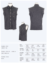 Load image into Gallery viewer, SHT007 club punk rock unedged sleeveless black men faded shirts with pocket