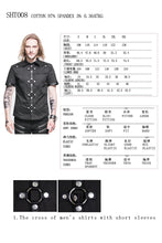 Load image into Gallery viewer, SHT008 daily life summer biker black men short sleeves punk metallic cotton shirt