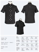 Load image into Gallery viewer, SHT008 daily life summer biker black men short sleeves punk metallic cotton shirt