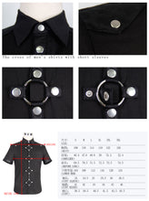 Load image into Gallery viewer, SHT008 daily life summer biker black men short sleeves punk metallic cotton shirt