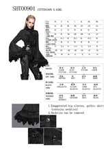 Load image into Gallery viewer, SHT00901 Women gothic big flared sleeves lace up black cotton blouse with necktie