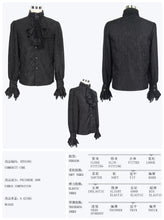 Load image into Gallery viewer, SHT01001 Paisley jacquard shining black rose lace cuff gothic men shirts with bow tie