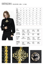 Load image into Gallery viewer, SHT02301 Men Gothic black and gold embroidered lace sleeves bow tie chiffon shirts