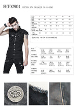 Load image into Gallery viewer, SHT02901 daily life punk rock men black sleeveless shirts with one shoulder armor