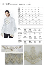 Load image into Gallery viewer, SHT030 Gold embroidered bow tie ruffled sleeves jacquard white gothic men shirts