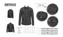 Load image into Gallery viewer, SHT045 cyberpunk metallic dark long sleeves men bamboo shirt with straps