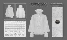 Load image into Gallery viewer, SHT05002 Gothic lace cuff high collar pleated chiffon white men shirts with flounces necktie