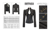 Load image into Gallery viewer, SHT053 Black and coffee Steampunk striped low collar bare breast sexy women blouse