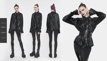 Load image into Gallery viewer, SHT05501 Cyberpunk bright black pleated blouse
